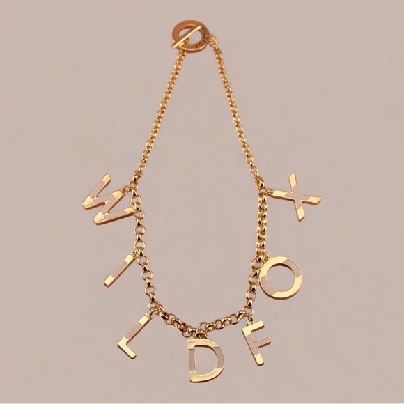 Wildfox Couture 2012 Gold & Pink Logo Letter Charm Toggle Bracelet NWT - Picture 8 of 13